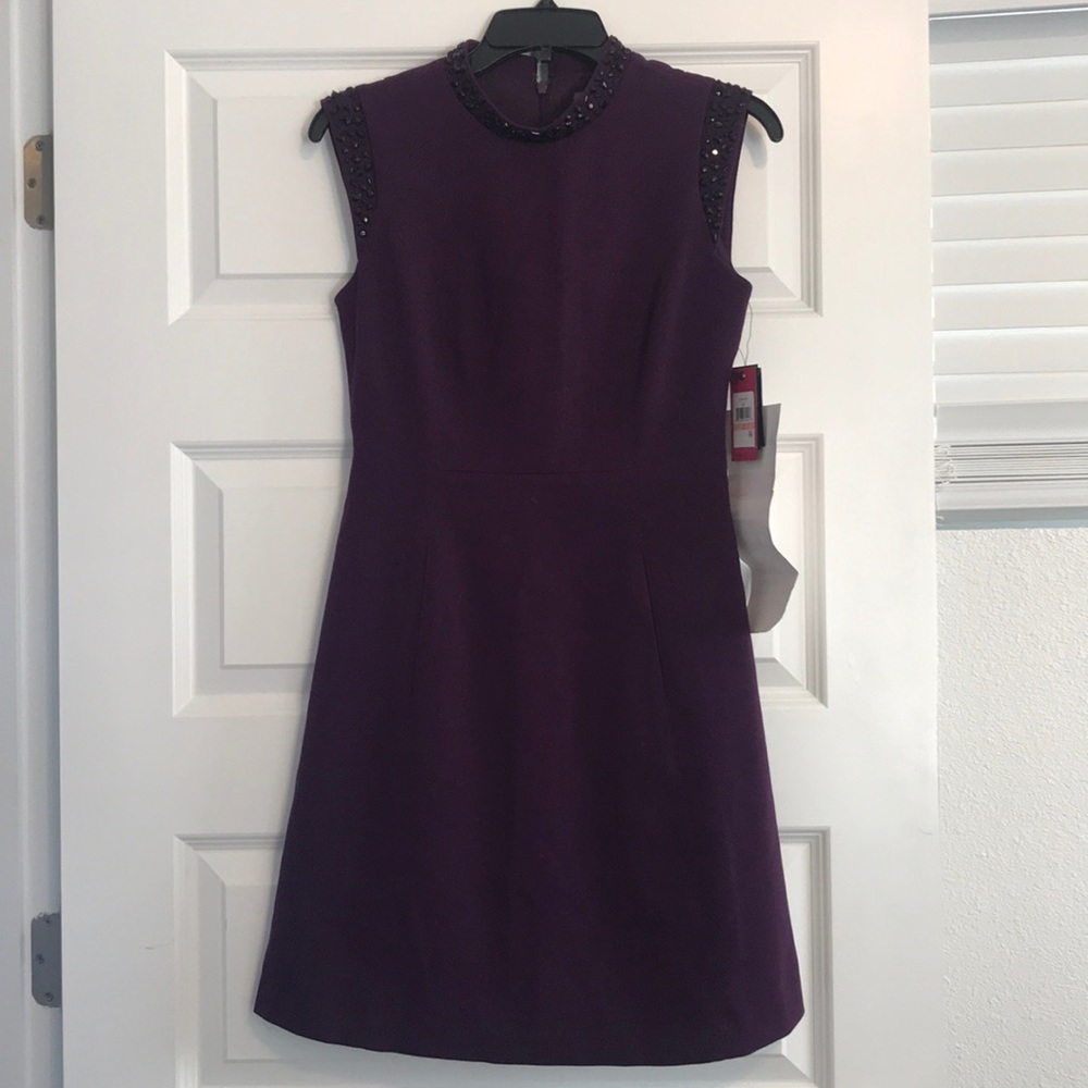 Purple Vince Camuto dress with black rhinestones